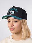 Бейсболка MITCHELL NESS арт. HP9354-SJSBLCK San Jose Sharks NHL (черный / бирюзовый)